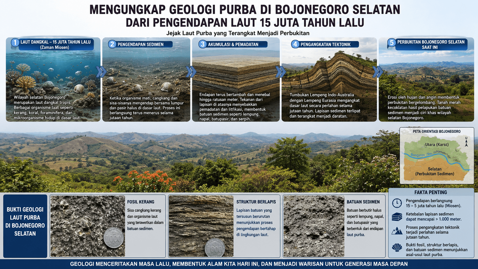 Mengungkap Geologi Purba di Bojonegoro Selatan, Dari Pengendapan Laut 15 Juta Tahun Lalu