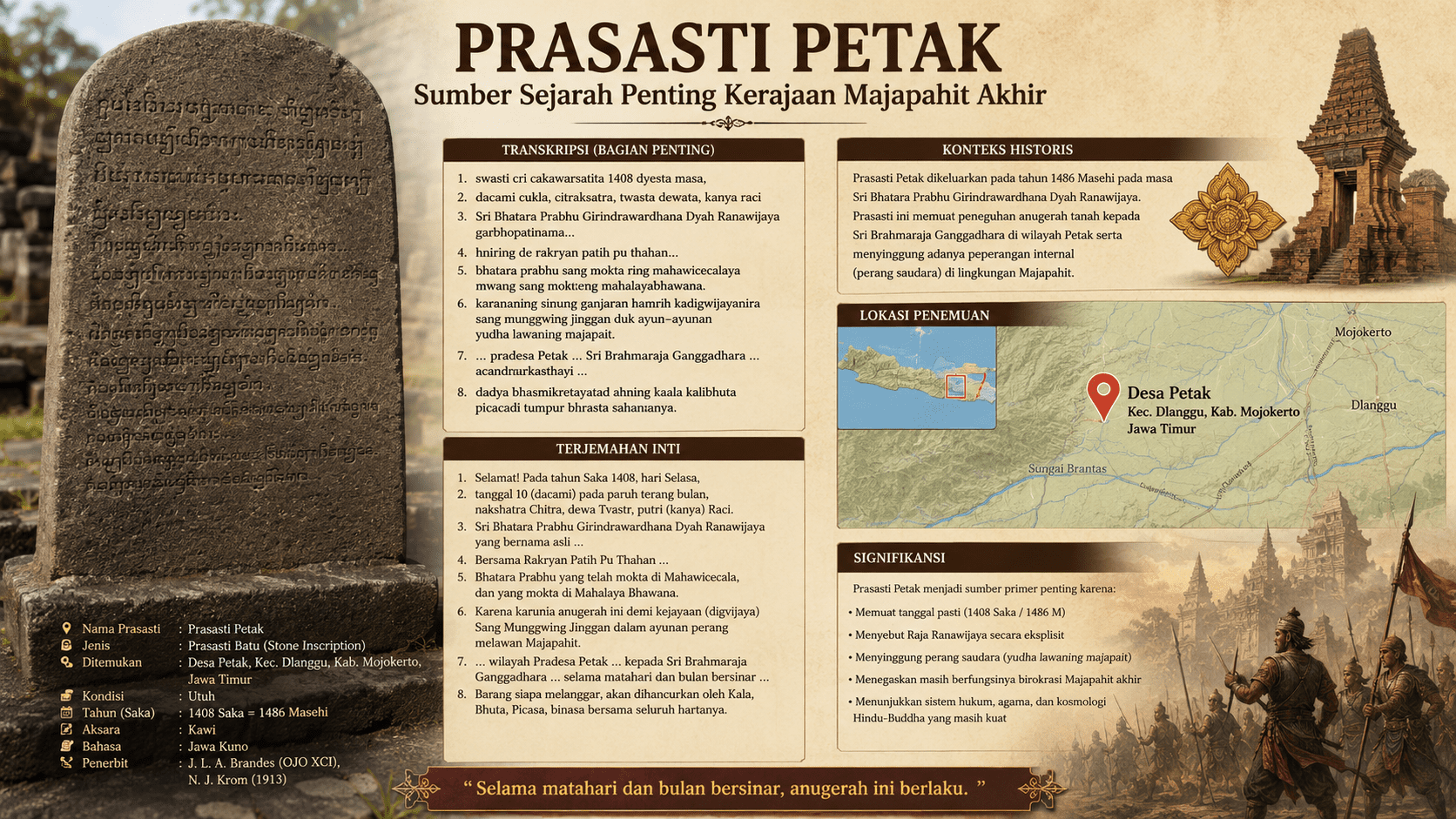Prasasti Petak 1486 M, Sumber Primer Senjakala Majapahit
