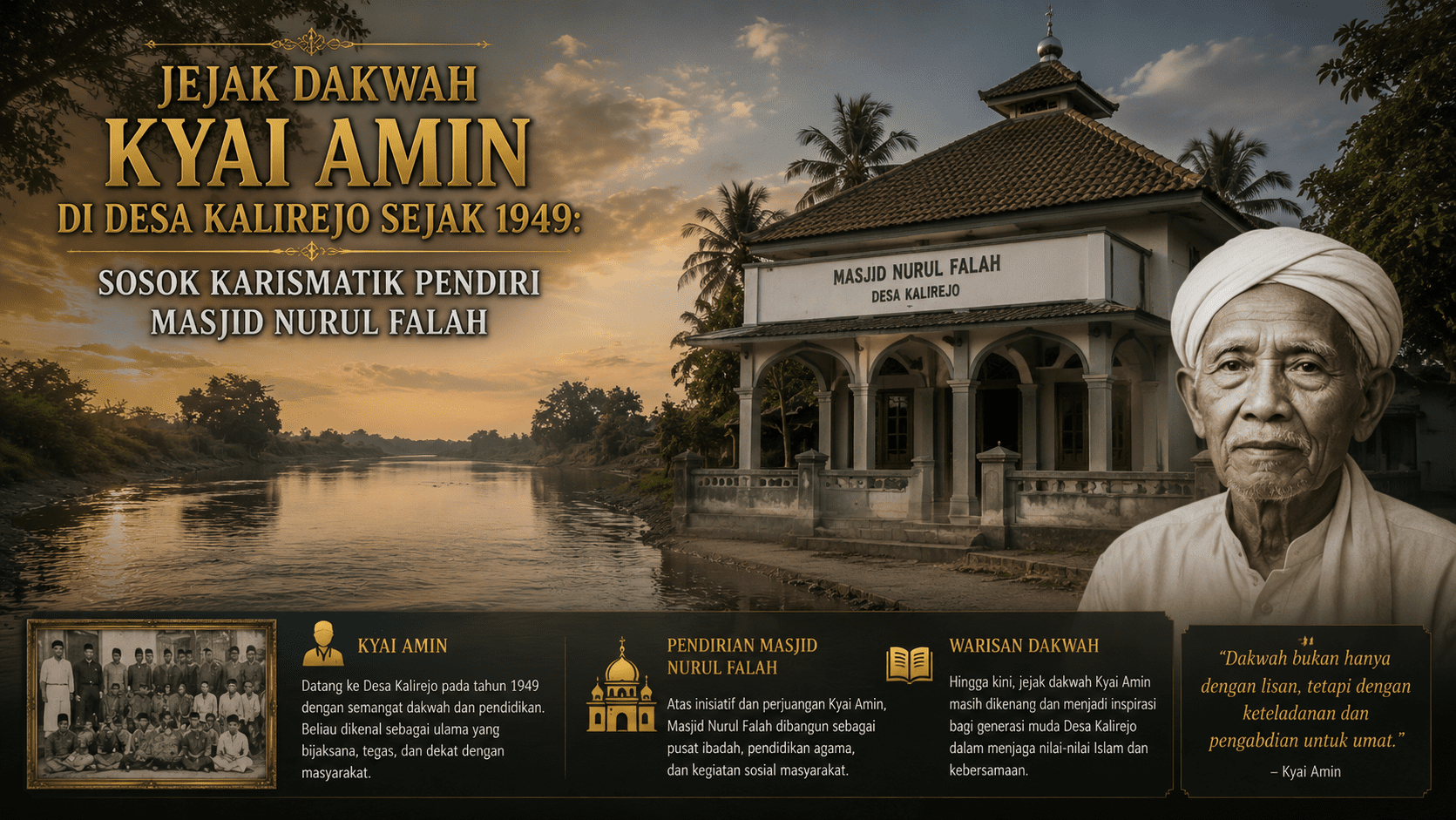 Jejak Dakwah Kyai Amin Di Desa Kalirejo Sejak 1949: Sosok Karismatik Pendiri Masjid Nurul Falah