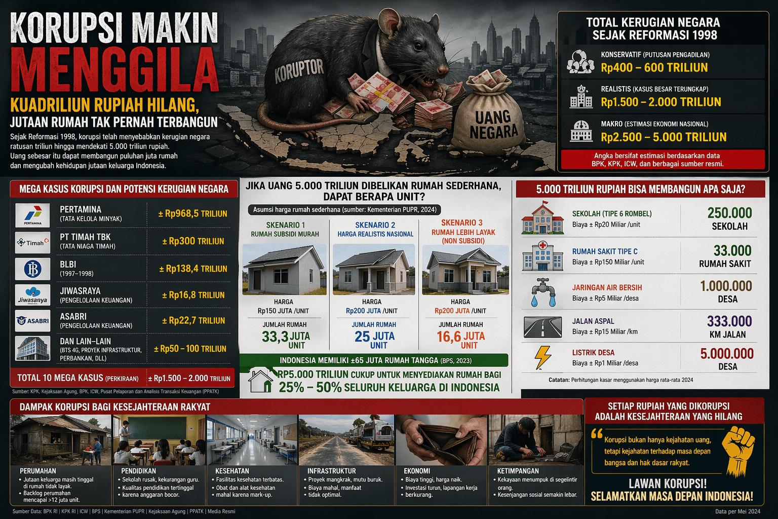 Korupsi Makin Menggila, Uang Negara 5.000 Trilyun Lenyap