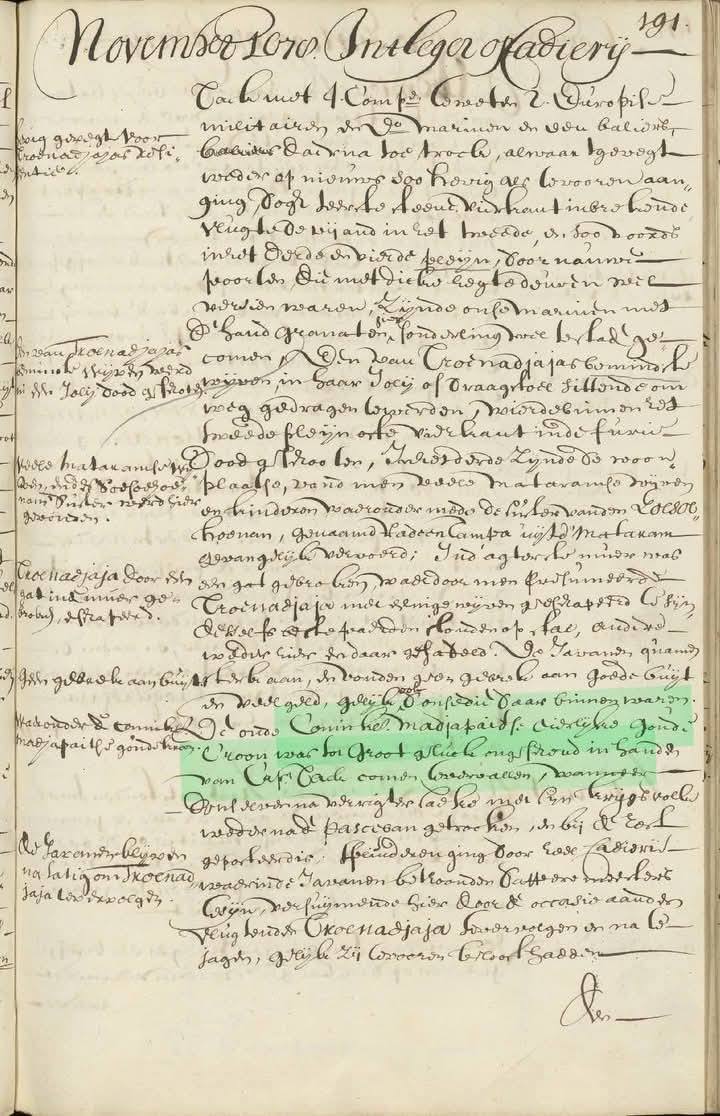 Trunojoyo: Bukti Krusial dalam Arsip Dagregister van het Casteel Batavia (November 1670)