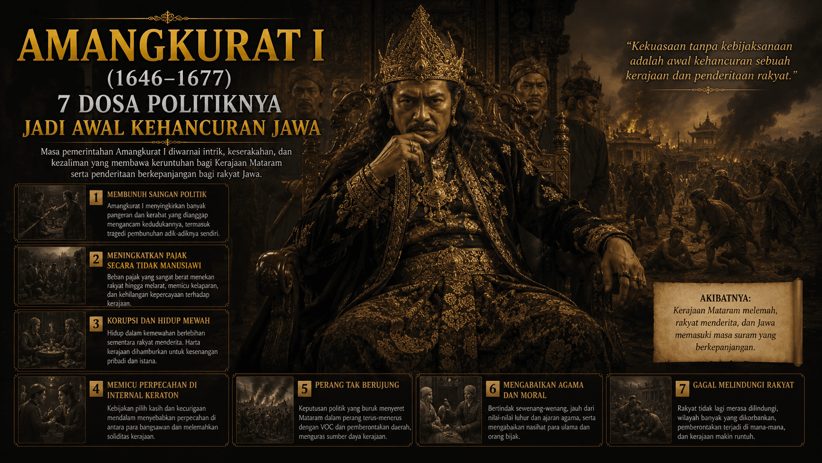 Amangkurat I (1646-1677), 7 Dosa Politiknya Jadi Awal Kehancuran Jawa