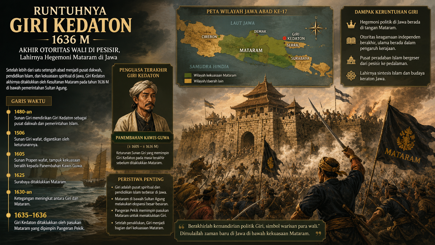 Sejarah Runtuhnya Giri Kedaton 1636 Masehi, Kekalahan Panembahan Giri dan Berakhirnya Era Para Wali