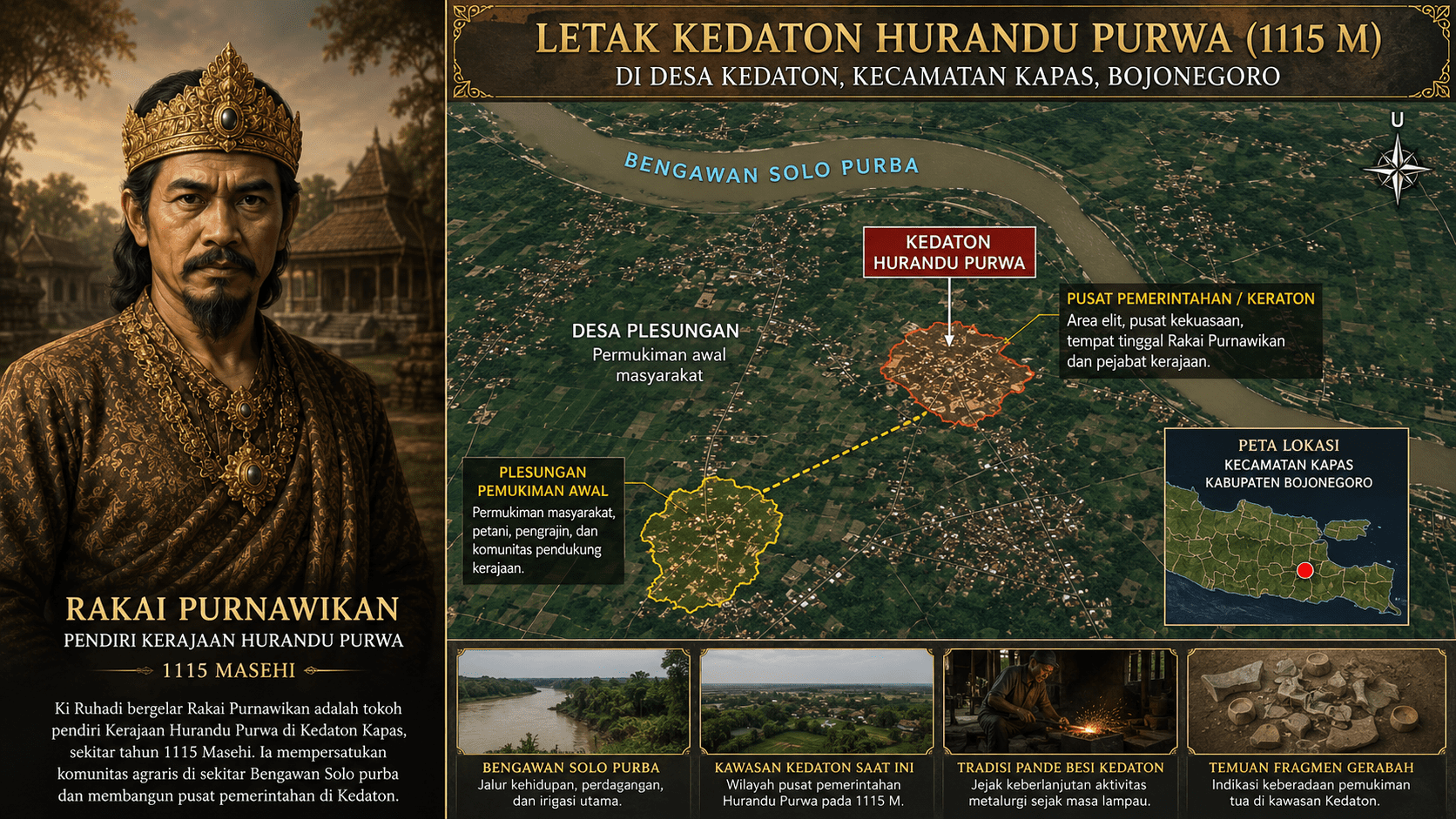Sejarah Kerajaan Hurandu Purwa 1115 M di Kedaton Kapas Bojonegoro