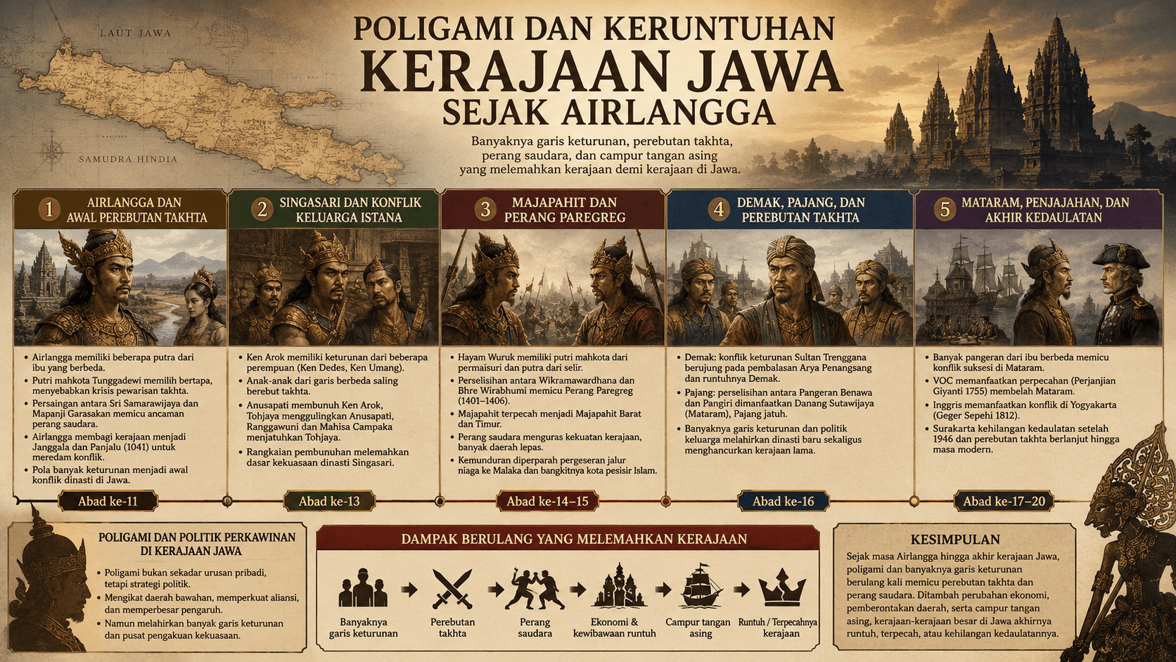 Poligami, Krisis Politik Dan Keruntuhan Kerajaan di Jawa Sejak Airlangga 1041 M